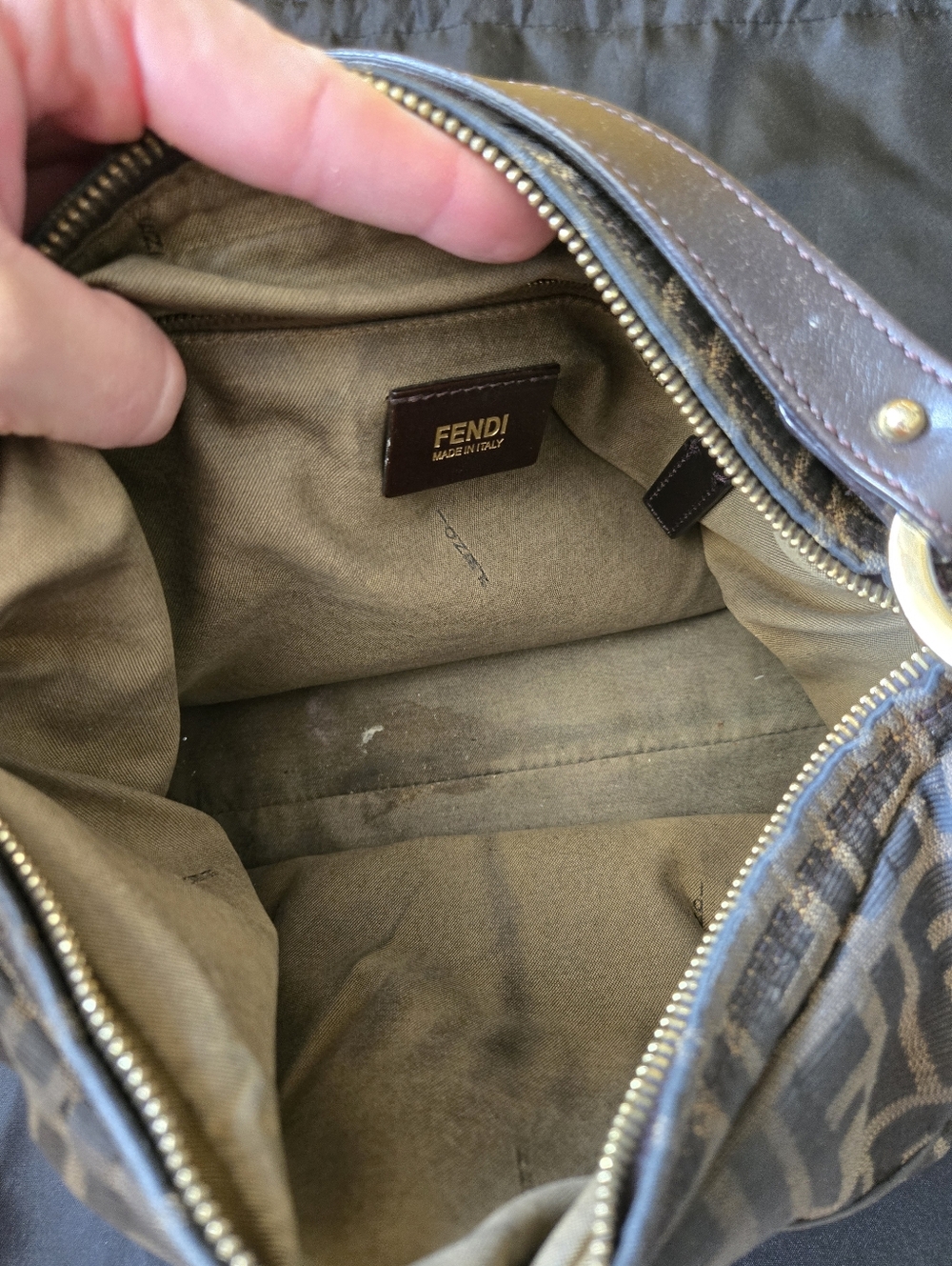 Fendi Brown and Black Zucca Canvas Shoulder Bag - Picture 8 of 10